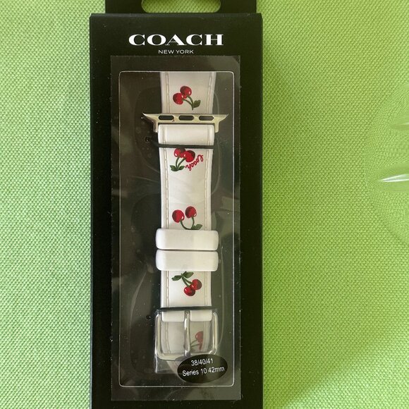 COACH APPLE WATCH STRAP 38mm/40mm/41mm:NIB CHERRIES CAX40 - Picture 2 of 8